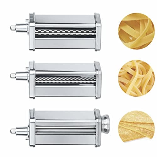 H.Koenig Accessoires Kit Machine KM3 pour Robot pétrin Professionnel Multifonctions KM120/KM124/KM126/KM128, Laminoire pour pâtes fraiches, Spaghettis, tagliatelles