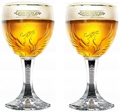 Lot de 2 verres à bière Grimbergen belge nucléés - 33 cl