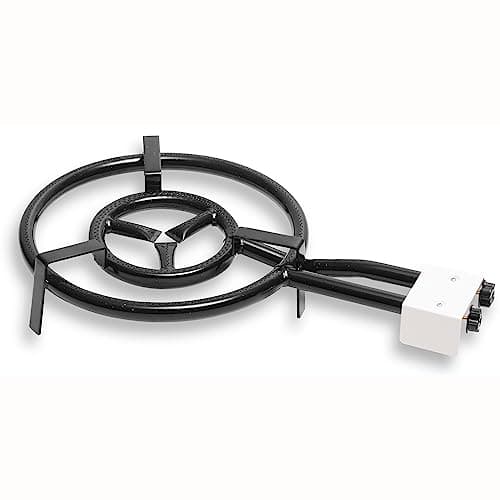 briebe Brûleur à Gaz 2 Anneau 50-30 cm, Double Brûleur à Paella, Convient pour Poêle ou Paellera 42 à 70 cm de Diamètre, Deux Régulateurs de Flamme