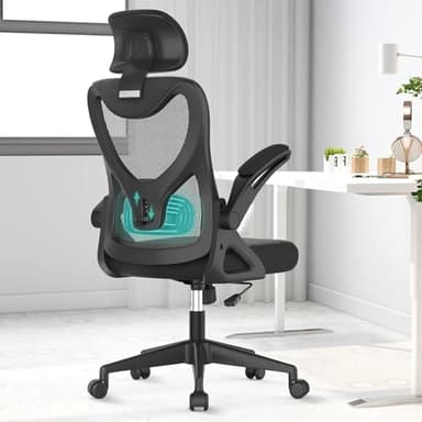 YONISEE Chaise de bureau - Chaise de bureau ergonomique avec support lombaire réglable, accoudoir et appuie-tête rabattable, chaise d'étude pivotante, chaise exécutive pour le bureau à domicile