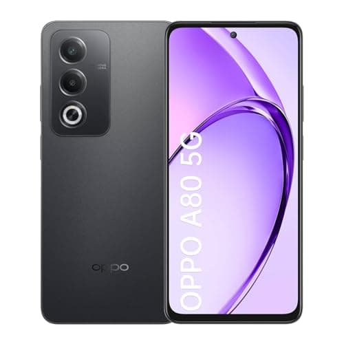 OPPO A80 5G 8+256Go, Smartphone Android Débloqué, Téléphone Mobile, Écran 120Hz 6,67" LCD, Dimensity 6300 5G, Caméra AI 50+2MP, Batterie 5100mAh, SUPERVOOC 45W, Splash Touch, NFC, Double SIM, Noir