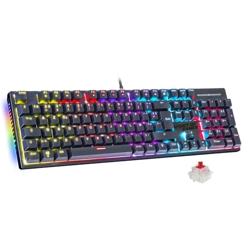 Spirit Of Gamer - XPERT K250, Clavier Gamer Mecanique AZERTY Swtich Rouge, 17 Modes de Rétroéclairage RGB, Technologie N-Key Rollover 26 Touches Antighosting, Connexion Filaire, 2 Switchs Inclus, Noir