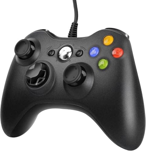 Manette pour Xbox 360 PC, Manette de Jeu USB, Design amélioré contrôleur de câble Ergonomique pour Xbox 360 Slim et PC avec Windows XP/Vista/7/8/8.1/10