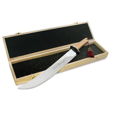Coltellerie Maserin Sabre à champagne en acier inoxydable avec manche en olive et boîte en bois