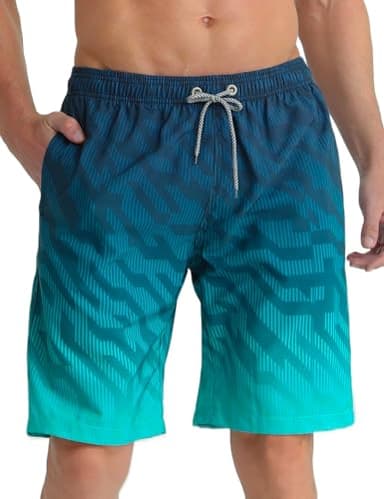 APTRO Maillot Short de Bain Homme Piscine Séchage Rapide Surf l'été Hawaïen Short de Plage Imprimé Bleu-Vert dégradé MK309 L