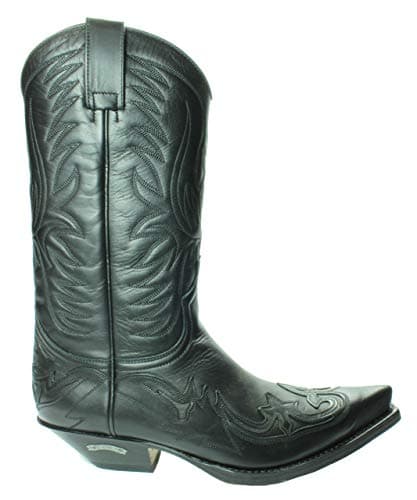 Sendra Boots 3241 Pull Oil Cuervo Noir Hommes Femmes Bottes Cowboy Western Unisexe Santiags Bout Pointu Talon Incliné Fait Main Cuir Véritable Taille 42