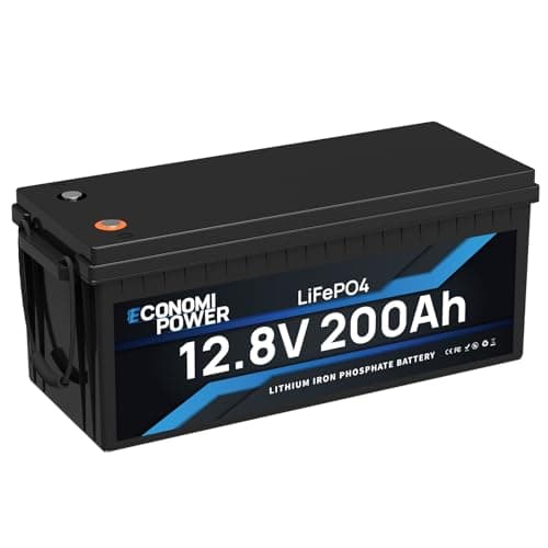EconomiPower Batterie Lithium 12v 200ah lifepo4, 200A BMS intégré, 8000+ Cycle Profond lifepo4, 2560Wh Energie pour Moteur de pêche à la traîne, Camping-Car, Marine, Solaire et Hors-réseau
