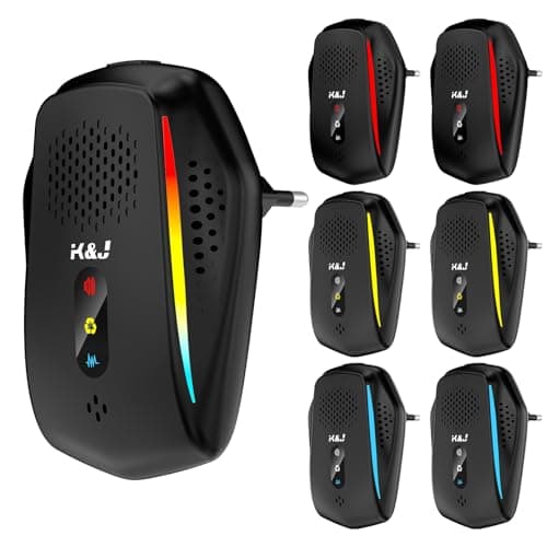 Lot de 6 Antiparasitaires Intérieur, Ultrason Souris et Rats, Repulsif Souris, 3 Modes de Fonctionnement, Lutte antiparasitaire Efficace pour Les rongeurs, Moustique, Araignée, Cafard, Mouch (Noir)