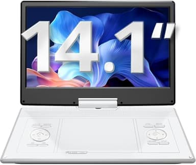 YOTON Lecteur DVD Portable Voiture 16,9" avec Écran HD 14,1" - Autonomie 6h, Lecteur Multizone, Mémoire de Lecture, Compatible USB/SD/Synchro TV & Casque（Chargeur Inclus）