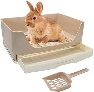 HYLYUN Grande litière d'angle pour lapin avec tiroir amovible - Avec pelle durable - Pour petits animaux, lapins, cochons d'Inde