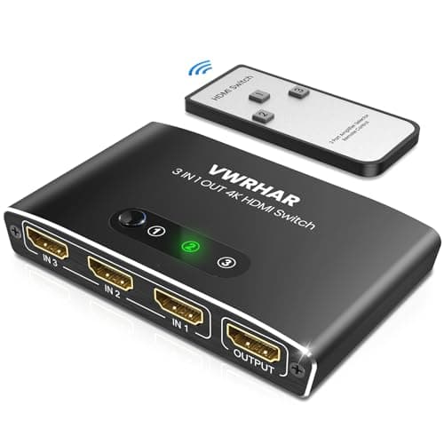 Multiprise HDMI, Aluminum Switch HDMI 3 Entrée vers 1 avec Télécommande Splitter HDMI 4K Commutateur HDMI Supporte 4K 3D 1080P HDR avec PS5 PS4 Xbox Blu Ray Lecteur DVD PC TV Box