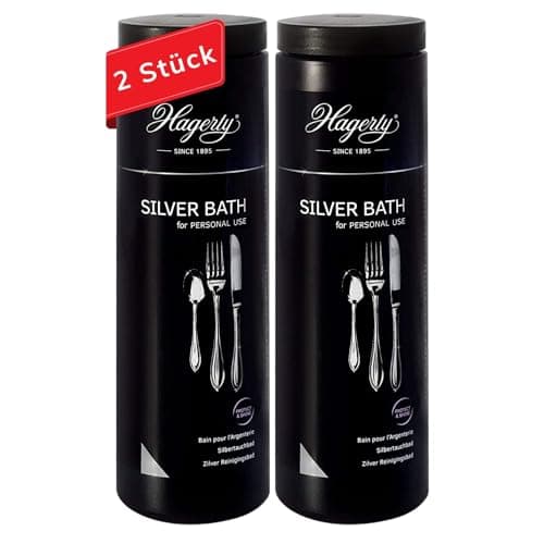 Hagerty Silver Bath Lot de 2 bains de nettoyage pour l'argent avec protection anti-ternissement 580 ml chacun I Nettoyant efficace pour couverts en argent et métal argenté I Bain de nettoyage pour