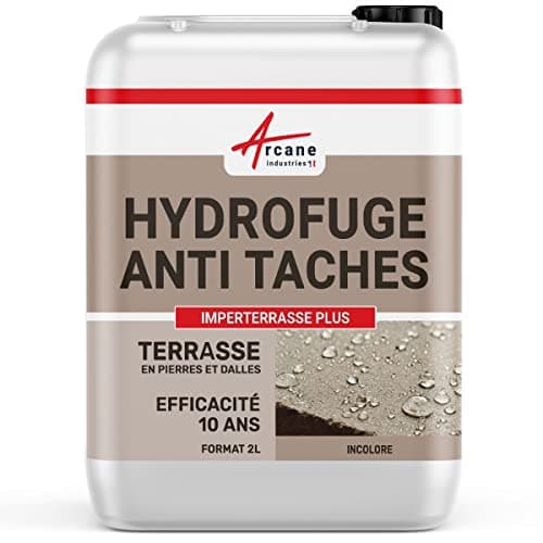 Hydrofuge, imperméabilisant, terrasse, balcon, sol, garantie 10 ans, anti-taches, pierres, dalle, béton - 2 L (environ 12 m²) - ARCANE INDUSTRIES