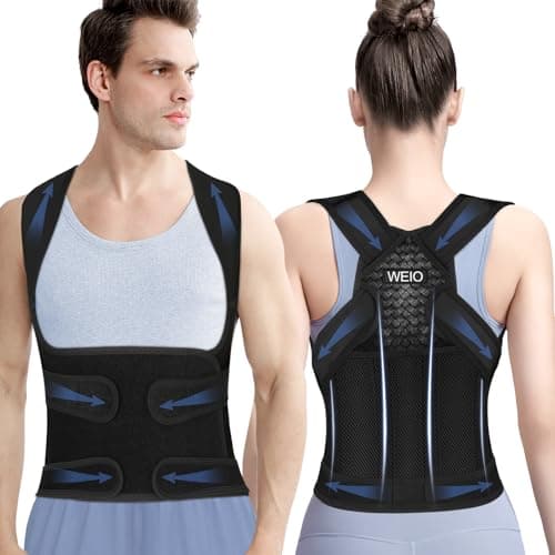 Posture Correcteur Dos Homme Femme: Ceinture Dorsale Maintien du Dos Droit - Redresse Tenir Soutien Lombaire Invisible Orthese - Respirant et Réglable Redresseur Cou Dorsale et Des Épaules Taille L
