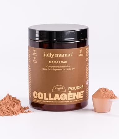 Mama Load Collagène Postpartum - Pack de 112g Boissons Réconfortantes Cacao - Beauté Cheveux et Peau - 3 g de Collagène Marin par dose - Compatible Grossesse et Allaitement - Fabriqué en France