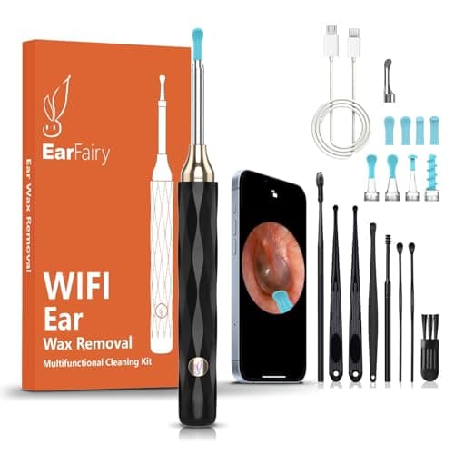 EarFairy Otoscope Oreille 1080P HD 3,5mm Camera Iscope IP67 Étanche Nettoyant Oreille Avec 6 Lumières LED Outil de Nettoyage d'oreille Adapté aux Smartphones et Tablettes IOS et Android