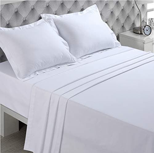 VISION - Drap Plat 270 x 300 cm - Coloris: Blanc - 100% Coton : 57 Fils