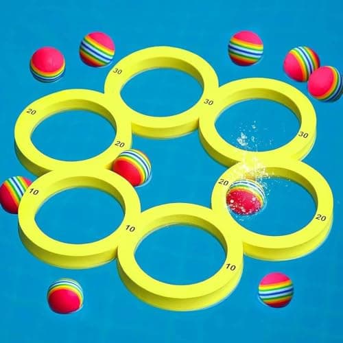 Générique Jeux Piscine, Jeu De Lancer Flottant avec 12 Balles, Jouet Piscine Drôle, Jeux d Eau Exterieur pour Enfant Adultes Et Famille