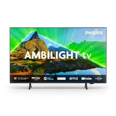 Philips Ambilight 75PUS8309 Smart TV LED 4K - Écran 75 Pouces avec Plate-Forme Pixel Precise Ultra HD, Titan OS et Son Dolby Atmos, Fonctionne avec l’Assistant Vocal Alexa et Google - Noir Mat