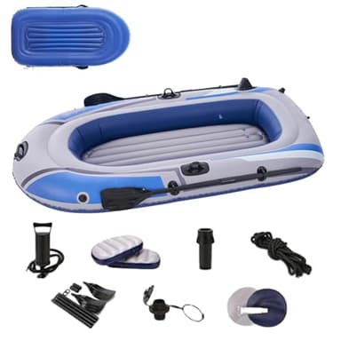 Kayak Gonflable, Bateau Pédales Gonflable avec Siège, Canot Pneumatique, Bateau Pneumatique avec Serrures Rame, Radeau Pêche Gonflable Robuste, Kayak Pêcheur Anti-Fuite pour Aventure Aquatique, Pêche
