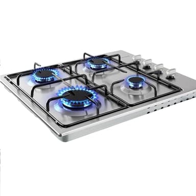 Arebos Table de cuisson à gaz 4 feux | 58 cm Cuisinière à gaz en acier inoxydable avec protection automatique contre les flammes | Gaz naturel ou propane