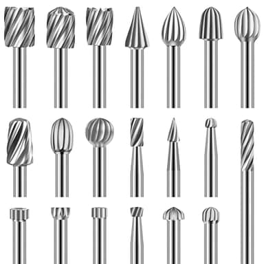 Lot de 20 fraises rotatives, outil de sculpture en acier rapide avec tête de meulage de 3 mm pour le travail du bois, la sculpture, la gravure, le perçage