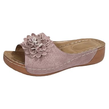 Mules pour femme avec semelle intérieure - En cuir synthétique - Orthopédiques - Élégantes - Antidérapantes - Légères et confortables - Sandales de bain - Chaussures d'été, Rose, 39 EU