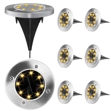 Beihre Lot de 8 Lampe Solaire Au Sol - Couleur chaude -8 LED Jardin Exterieur Solaire Etanche IP65 - Étanche - Lampe Solaire pour allée - Cour, allée - Pelouse - Lampe Solaire