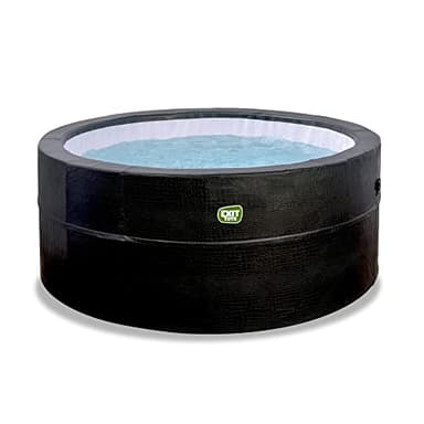 EXIT Toys Leather Premium Spa Extérieur - Isolé - ø184x73cm - pour 4 Personnes - Inclus Chauffage, Pompe Filtrante, Parois Isolantes et Bâche de Protection Isolante - 120 Jets d'air Puissants - Noir