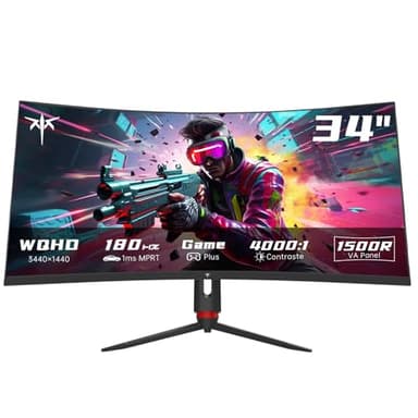 KTC Ecran 34 Pouces Incurvé, UWQHD (3440 x 1440) 180Hz Ecran PC Gamer, G-Sync, FreeSync, 21:9 VA Panel 1500R, 1ms MPRT, HDR10, Rapport de contraste 4000:1, 2xDP 1.4 (180Hz), 2xHDMI 2.0(100Hz), H34S18S