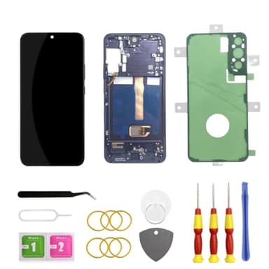 AMOLED Écran LCD de rechange pour Samsung Galaxy S22 Plus 5G + numériseur tactile Assemblée avec cadre Kit d'outils S906B 6,6" Noir (S906B/DS)