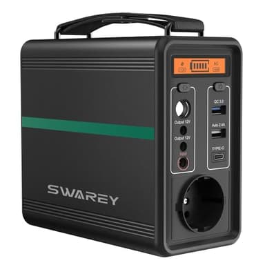 SWAREY Generateur Electrique Portable 166W(300W Pic) Groupe Electrogene 220V LiFePO4 Batterie Sortie CA/CC/USB/QC 3.0 onde sinusoïdale modifiée (S166(166Wh))