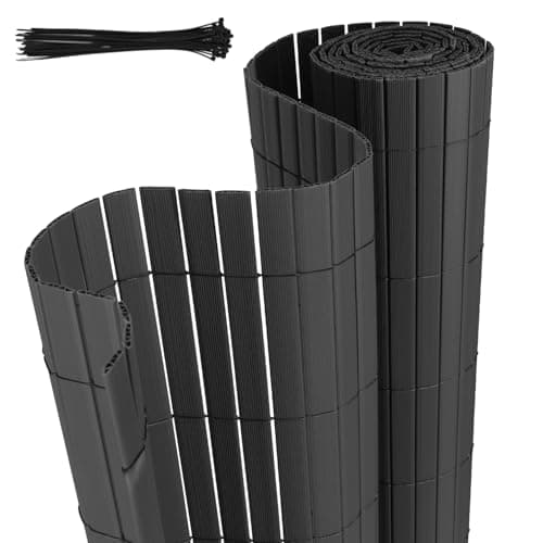 Jaxguom Brise-vue en PVC - 90 x 300 cm - Avec serre-câbles - Structure en W renforcée - Lamelles - Résistant aux intempéries - Pour balcon, jardin et terrasse - Anthracite