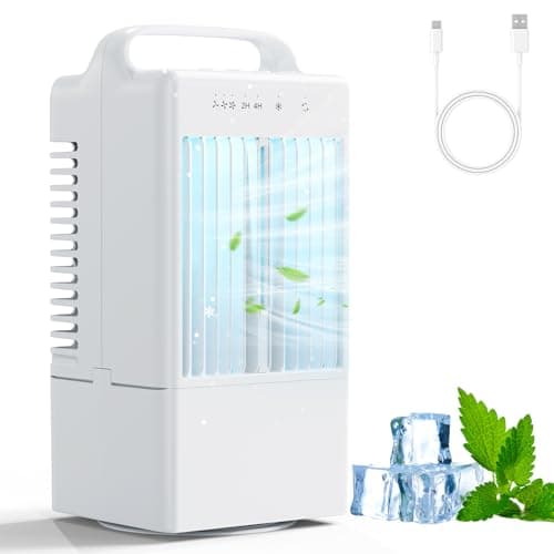 Climatiseur Mobile,Rafraîchisseur d'air Portable Silencieux,4 en 1 Mini Climatiseur Portable avec 90° Oscillation,Modes de Brume,3 Vitesses, Minuterie de 4H,Réservoir 900ml pour Chambre Bureau Cuisine