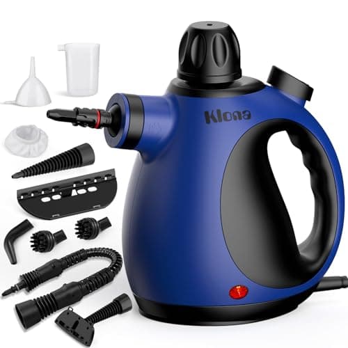 Klona Nettoyeur vapeur multifonction portable avec 10 accessoires pour enlever la saleté, les meubles, le canapé, le carrelage, le sol, la fenêtre, la voiture, le rembourrage