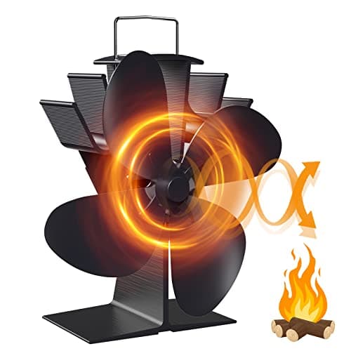 Dancial Ventilateur Poele à Bois Alimenté à la Chaleur - 4 Pales Silencieux pour Cheminée, Tuyau, Poêle à Granulés, Gaz, Bûche, Pellet