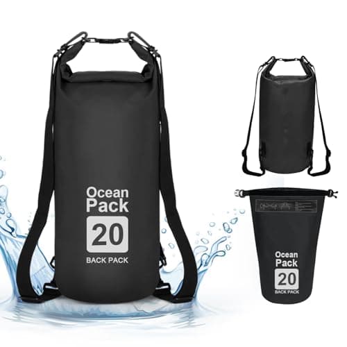 supregear Sac Étanche, 20L Dry Bag, Sac de Rangement Résistant à l'eau, Sac à Dos Polyvalent avec Double Bandoulière pour Bateau, Randonnée, Kayak, Pêche, Camping et Autres Aventures en Plein Air