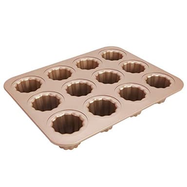 Moule Cannelé - Moule à Cannelés Creabake en Acier Carbone - Pâtisserie Française pour des Cannelés Croustillants et Dorés Mini Moule à Muffins Antiadhésif 12-Cup
