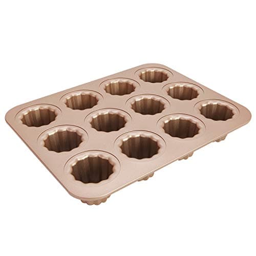 Moule Cannelé - Moule à Cannelés Creabake en Acier Carbone - Pâtisserie Française pour des Cannelés Croustillants et Dorés Mini Moule à Muffins Antiadhésif 12-Cup