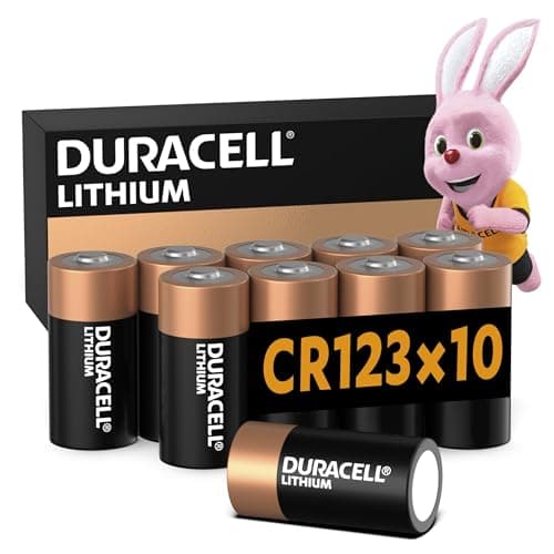 DURACELL CR123 Piles au lithium haute puissance 3V (CR123A / CR17345) (lot de 10) – longue durée – Pour appareils photos, lampes de poche, détecteurs de fumée