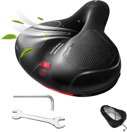 Hmseng Selle Velo Confortable, Selle de Vélo Gel Ergonomique avec Amortisseur à Double Ressort pour Bicyclette VTT Vélos Montagne