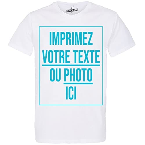 T-Shirt Blanc Personnalisable avec Votre Photo ou Texte | Impression HD | 100% Coton, Coupe regulière, 190gr/m² | Confortable et résistant (as4, Alpha, s, Regular, Regular)