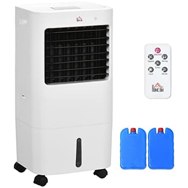 HOMCOM Climatiseur mobile refroidisseur d'air portable ventilateur 65 W par évaporation 3 en 1 avec réservoir d'eau de 15 L, oscillation, télécommande, 3 modes, minuterie 8H, refroidit 20 m², blanc