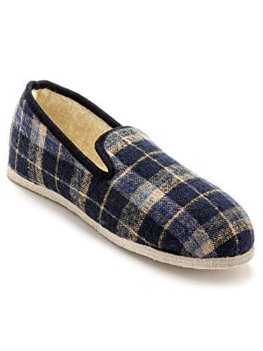 HONCELAC - Charentaises Mixtes fourrées Laine - Homme - Taille : 43 - Couleur : Ecossais Bleu