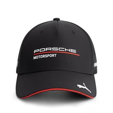 PUMA Porsche Motorsport Casquette d'équipe avec visière incurvée et Logos Porsche Motorsport et Sponsors, y Compris Un Logo sur la visière - Noir - Taille Unique