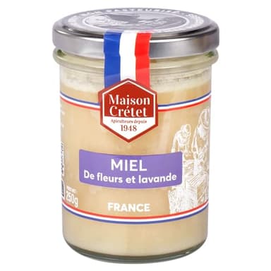 Maison Crétet | Miel de france fleurs lavande | Miel non pasteurisé | 100% naturel | pot verre 250g