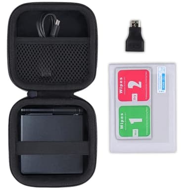 Khanka Étui de Transport Rigide pour Console de Jeu Portable rétro Anbernic RG35XXSP, Housse de Rangement avec 1 Adaptateur HDMI, 1 Protecteur d'écran, Console de Jeu RG35XXSP Non Incluse. (Noir)