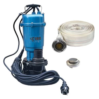 Pompe à matières fécales 20 30 m Storz C Embrayage Pompe à eaux usées 550 W 18000 l/h Pompe submersible Cutter Lame de coupe (pompe avec tuyau de 30 m)