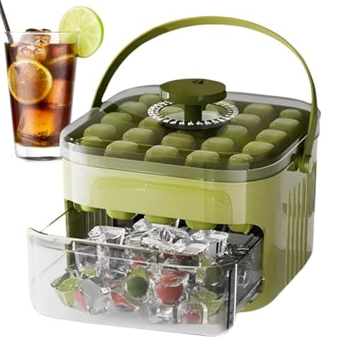 Bac à glaçons – Bac à glaçons pour congélateur avec couvercle amovible – Portable avec poignée – Démoulage facile sans pour cocktail, whisky, café