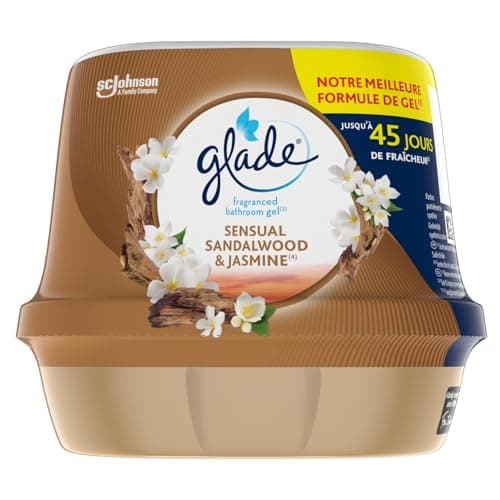 Glade Gel Premium - Désodorisant infusé aux Huiles Essentielles pour Toilette Et Salle de Bain - Sensual Sandalwood & Jasmine - 45 Jours de Parfum